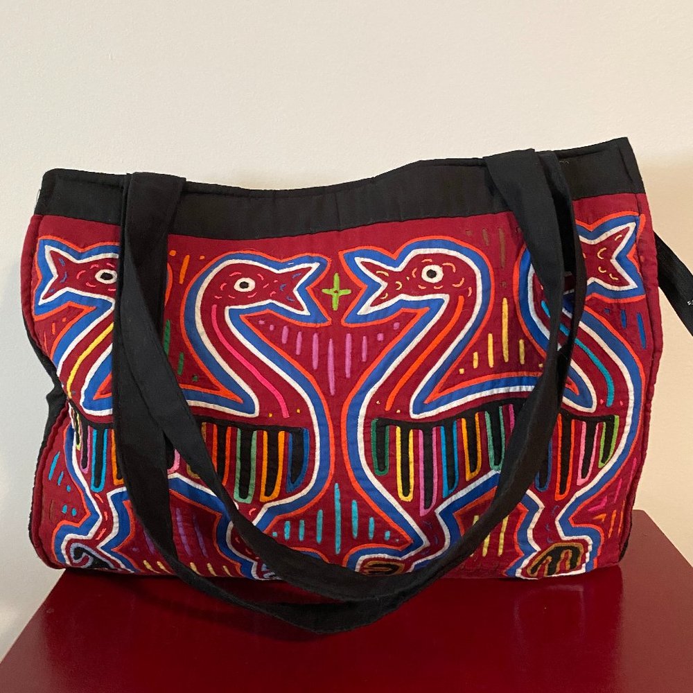 NWOT Colorful Quilted Textile Shoulder Tote Bag